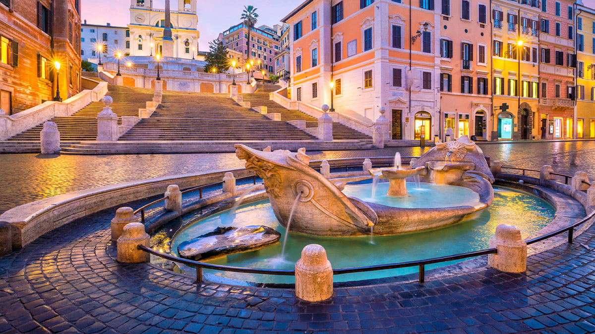 image of Spanish Steps at morning in Rome, Italy